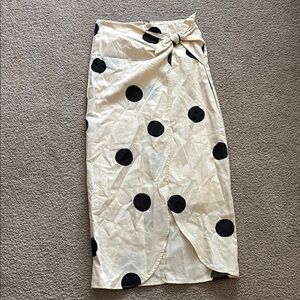 Future Collective Polka Dot Wrap Skirt - Black and Creme size 0